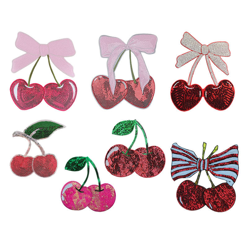 Wholesale personality exquisite cherry cherries beads sequins embroidered patch cloth stickers clothes
